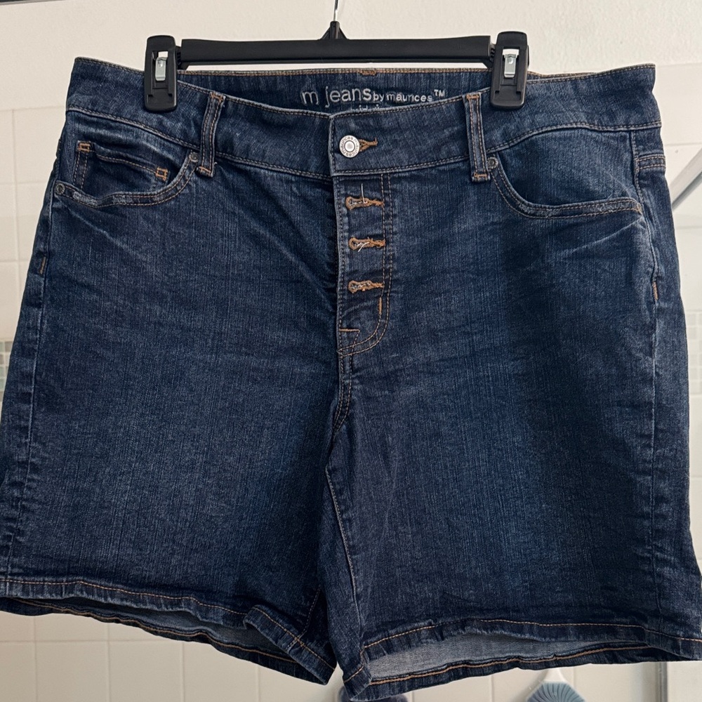Maurices Deep Blue Button-Up Jean Shorts